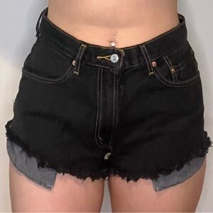 Levi's 550 Relaxed Fit Black Denim Cut offs